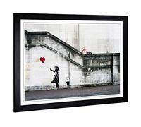 Big Box Art Framed Print of Banksy Girl with Balloon Graffiti Design | Wall Art Picture | Home Decor for Kitchen, Living Room, Bedroom, Hallway, Black, A2 / 24.5x18 Inch / 62x45cm