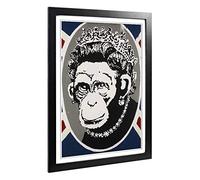 Big Box Art Framed Print of Banksy Monkey Queen Graffiti Design | Wall Art Picture | Home Decor for Kitchen, Living Room, Bedroom, Hallway, Black, A2 / 24.5x18 Inch / 62x45cm