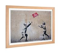 Big Box Art Framed Print of Banksy No Ball Games Graffiti Design | Wall Art Picture | Home Decor for Kitchen, Living Room, Bedroom, Hallway, Oak, A2 / 24.5x18 Inch / 62x45cm