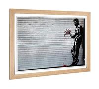 Big Box Art Framed Print of Banksy Waiting in Vain Graffiti Design | Wall Art Picture | Home Decor for Kitchen, Living Room, Bedroom, Hallway, Oak, A2 / 24.5x18 Inch / 62x45cm