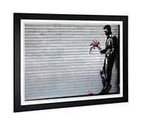 Big Box Art Framed Print of Banksy Waiting in Vain Graffiti Design | Wall Art Picture | Home Decor for Kitchen, Living Room, Bedroom, Hallway, Black, A2 / 24.5x18 Inch / 62x45cm