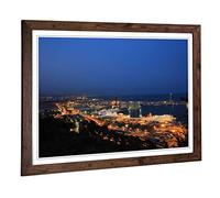 Big Box Art Framed Print of Barcelona Spain Skyline Design | Wall Art Picture | Home Decor for Kitchen, Living, Dining Room, Bedroom, Hallway, Office, Walnut, A2 / 24.5x18 Inch / 62x45cm