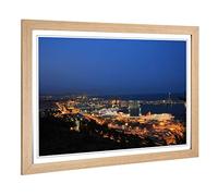 Big Box Art Framed Print of Barcelona Spain Skyline Design | Wall Art Picture | Home Decor for Kitchen, Living, Dining Room, Bedroom, Hallway, Office, Oak, A2 / 24.5x18 Inch / 62x45cm