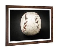 Big Box Art Framed Print of Baseball Design | Wall Art Picture | Home Decor for Kitchen, Living, Dining Room, Lounge, Bedroom, Hallway, Office, Walnut, A2 / 24.5x18 Inch / 62x45cm
