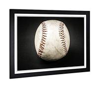 Big Box Art Framed Print of Baseball Design | Wall Art Picture | Home Decor for Kitchen, Living, Dining Room, Lounge, Bedroom, Hallway, Office, Black, A2 / 24.5x18 Inch / 62x45cm
