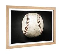 Big Box Art Framed Print of Baseball Design | Wall Art Picture | Home Decor for Kitchen, Living, Dining Room, Lounge, Bedroom, Hallway, Office, Oak, A2 / 24.5x18 Inch / 62x45cm