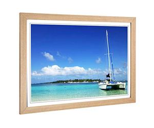 Big Box Art Framed Print of Beach & Seascape Catamaran Mauritius Design | Wall Art Picture | Home Decor for Kitchen, Living Room, Bedroom, Hallway, Oak, A2 / 24.5x18 Inch / 62x45cm