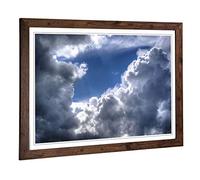 Big Box Art Framed Print of Beautiful Blue Cloudy Sky (1) Design | Wall Art Picture | Home Decor for Kitchen, Living, Dining Room, Bedroom, Hallway, Office, Walnut, A2 / 24.5x18 Inch / 62x45cm