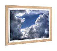 Big Box Art Framed Print of Beautiful Blue Cloudy Sky (1) Design | Wall Art Picture | Home Decor for Kitchen, Living, Dining Room, Bedroom, Hallway, Office, Oak, A2 / 24.5x18 Inch / 62x45cm