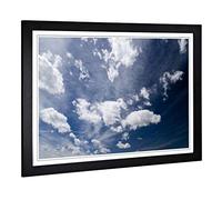 Big Box Art Framed Print of Beautiful Blue Cloudy Sky (3) Design | Wall Art Picture | Home Decor for Kitchen, Living, Dining Room, Bedroom, Hallway, Office, Black, A2 / 24.5x18 Inch / 62x45cm