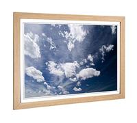 Big Box Art Framed Print of Beautiful Blue Cloudy Sky (3) Design | Wall Art Picture | Home Decor for Kitchen, Living, Dining Room, Bedroom, Hallway, Office, Oak, A2 / 24.5x18 Inch / 62x45cm