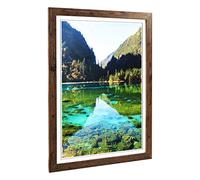 Big Box Art Framed Print of Beautiful Lake and Mountain Landscape Design | Wall Art Picture | Home Decor for Kitchen, Living Room, Bedroom, Hallway, Walnut, A2 / 24.5x18 Inch / 62x45cm