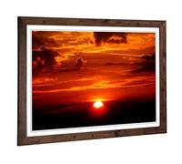 Big Box Art Framed Print of Beautiful Red & Orange Sunset (1) Design | Wall Art Picture | Home Decor for Kitchen, Living Room, Bedroom, Hallway, Walnut, A2 / 24.5x18 Inch / 62x45cm