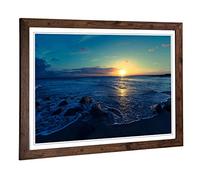 Big Box Art Framed Print of Beautiful Sunset Seascape (2) Design | Wall Art Picture | Home Decor for Kitchen, Living, Dining Room, Bedroom, Hallway, Office, Walnut, A2 / 24.5x18 Inch / 62x45cm