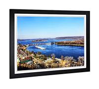 Big Box Art Framed Print of Bellevue Iowa City USA Design | Wall Art Picture | Home Decor for Kitchen, Living, Dining Room, Lounge, Bedroom, Hallway, Office, Black, A2 / 24.5x18 Inch / 62x45cm
