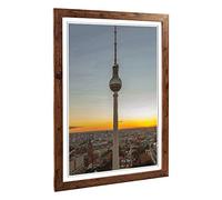 Big Box Art Framed Print of Berlin Fernsehturm Germany Design | Wall Art Picture | Home Decor for Kitchen, Living, Dining Room, Bedroom, Hallway, Office, Walnut, A2 / 24.5x18 Inch / 62x45cm