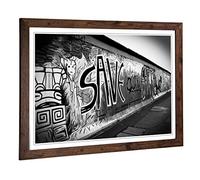 Big Box Art Framed Print of Berlin Germany Graffiti 2 Design | Wall Art Picture | Home Decor for Kitchen, Living Room, Bedroom, Hallway, Walnut, A2 / 24.5x18 Inch / 62x45cm