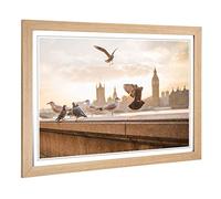 Big Box Art Framed Print of Big Ben Houses of Parliament London (1) Design | Wall Art Picture | Home Decor for Kitchen, Living Room, Bedroom, Hallway, Oak, A2 / 24.5x18 Inch / 62x45cm