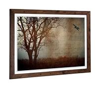Big Box Art Framed Print of Bird and Tree (1) Design | Wall Art Picture | Home Decor for Kitchen, Living, Dining Room, Lounge, Bedroom, Hallway, Office, Walnut, A2 / 24.5x18 Inch / 62x45cm