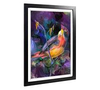 Big Box Art Framed Print of Bird Colourful Abstract Design | Wall Art Picture | Home Decor for Kitchen, Living, Dining Room, Bedroom, Hallway, Office, Black, A2 / 24.5x18 Inch / 62x45cm