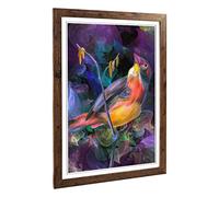 Big Box Art Framed Print of Bird Colourful Abstract Design | Wall Art Picture | Home Decor for Kitchen, Living, Dining Room, Bedroom, Hallway, Office, Walnut, A2 / 24.5x18 Inch / 62x45cm