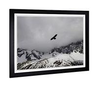 Big Box Art Framed Print of Bird Flying Over Mountains Design | Wall Art Picture | Home Decor for Kitchen, Living, Dining Room, Bedroom, Hallway, Office, Black, A2 / 24.5x18 Inch / 62x45cm