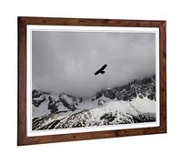 Big Box Art Framed Print of Bird Flying Over Mountains Design | Wall Art Picture | Home Decor for Kitchen, Living, Dining Room, Bedroom, Hallway, Office, Walnut, A2 / 24.5x18 Inch / 62x45cm