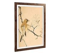 Big Box Art Framed Print of Bird Japanese Oriental Design | Wall Art Picture | Home Decor for Kitchen, Living, Dining Room, Bedroom, Hallway, Office, Walnut, A2 / 24.5x18 Inch / 62x45cm