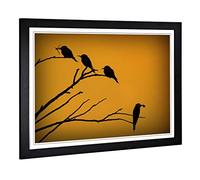 Big Box Art Framed Print of Birds on The Branch of a Tree Design | Wall Art Picture | Home Decor for Kitchen, Living, Dining Room, Bedroom, Hallway, Office, Black, A2 / 24.5x18 Inch / 62x45cm