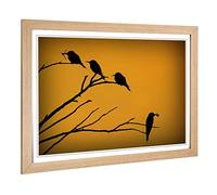 Big Box Art Framed Print of Birds on The Branch of a Tree Design | Wall Art Picture | Home Decor for Kitchen, Living, Dining Room, Bedroom, Hallway, Office, Oak, A2 / 24.5x18 Inch / 62x45cm