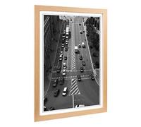 Big Box Art Framed Print of Black and White City Road Design | Wall Art Picture | Home Decor for Kitchen, Living, Dining Room, Bedroom, Hallway, Office, Oak, A2 / 24.5x18 Inch / 62x45cm