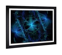 Big Box Art Framed Print of Blue Abstract Fractal (8) Design | Wall Art Picture | Home Decor for Kitchen, Living, Dining Room, Bedroom, Hallway, Office, Black, A2 / 24.5x18 Inch / 62x45cm