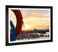 Big Box Art Framed Print of Boats at The Harbour (3) Design | Wall Art Picture | Home Decor for Kitchen, Living, Dining Room, Bedroom, Hallway, Office, Black, A2 / 24.5x18 Inch / 62x45cm
