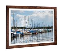 Big Box Art Framed Print of Boats in The Harbour Design | Wall Art Picture | Home Decor for Kitchen, Living, Dining Room, Lounge, Bedroom, Hallway, Office, Walnut, A2 / 24.5x18 Inch / 62x45cm