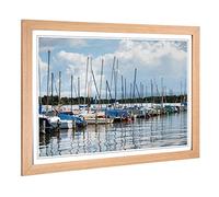 Big Box Art Framed Print of Boats in The Harbour Design | Wall Art Picture | Home Decor for Kitchen, Living, Dining Room, Lounge, Bedroom, Hallway, Office, Oak, A2 / 24.5x18 Inch / 62x45cm