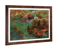 Big Box Art Framed Print of Bruno Liljefors Fox Stalking Wild Ducks Design | Wall Art Picture | Home Decor for Kitchen, Living Room, Bedroom, Hallway, Walnut, A2 / 24.5x18 Inch / 62x45cm