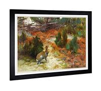 Big Box Art Framed Print of Bruno Liljefors Hare Rabbit Design | Wall Art Picture | Home Decor for Kitchen, Living, Dining Room, Bedroom, Hallway, Office, Black, A2 / 24.5x18 Inch / 62x45cm