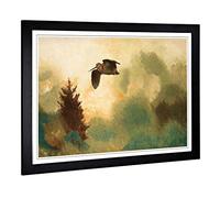 Big Box Art Framed Print of Bruno Liljefors Landscape with Snipe Bird Design | Wall Art Picture | Home Decor for Kitchen, Living Room, Bedroom, Hallway, Black, A2 / 24.5x18 Inch / 62x45cm