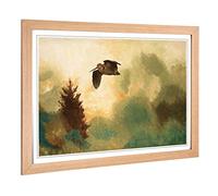 Big Box Art Framed Print of Bruno Liljefors Landscape with Snipe Bird Design | Wall Art Picture | Home Decor for Kitchen, Living Room, Bedroom, Hallway, Oak, A2 / 24.5x18 Inch / 62x45cm