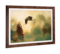 Big Box Art Framed Print of Bruno Liljefors Landscape with Snipe Bird Design | Wall Art Picture | Home Decor for Kitchen, Living Room, Bedroom, Hallway, Walnut, A2 / 24.5x18 Inch / 62x45cm