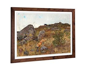 Big Box Art Framed Print of Bruno Liljefors The Fox Hunt Design | Wall Art Picture | Home Decor for Kitchen, Living, Dining Room, Bedroom, Hallway, Office, Walnut, A2 / 24.5x18 Inch / 62x45cm
