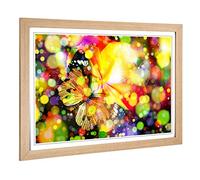 Big Box Art Framed Print of Butterfly Blurred Lights Design | Wall Art Picture | Home Decor for Kitchen, Living, Dining Room, Bedroom, Hallway, Office, Oak, A2 / 24.5x18 Inch / 62x45cm