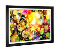 Big Box Art Framed Print of Butterfly Blurred Lights Design | Wall Art Picture | Home Decor for Kitchen, Living, Dining Room, Bedroom, Hallway, Office, Black, A2 / 24.5x18 Inch / 62x45cm
