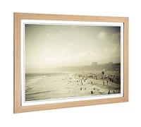 Big Box Art Framed Print of California Beach USA Design | Wall Art Picture | Home Decor for Kitchen, Living, Dining Room, Lounge, Bedroom, Hallway, Office, Oak, A2 / 24.5x18 Inch / 62x45cm