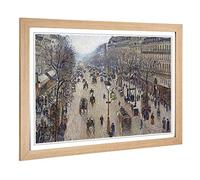 Big Box Art Framed Print of Camille Pissaro Boulevard Montmarte Design | Wall Art Picture | Home Decor for Kitchen, Living Room, Bedroom, Hallway, Oak, A2 / 24.5x18 Inch / 62x45cm
