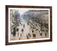 Big Box Art Framed Print of Camille Pissaro Boulevard Montmartre (2) Design | Wall Art Picture | Home Decor for Kitchen, Living Room, Bedroom, Hallway, Walnut, A2 / 24.5x18 Inch / 62x45cm