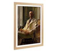 Big Box Art Framed Print of Cecilia Beaux Man with The Cat Design | Wall Art Picture | Home Decor for Kitchen, Living, Dining Room, Bedroom, Hallway, Office, Oak, A2 / 24.5x18 Inch / 62x45cm