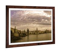 Big Box Art Framed Print of Charles Bridge Prague Design | Wall Art Picture | Home Decor for Kitchen, Living, Dining Room, Lounge, Bedroom, Hallway, Office, Walnut, A2 / 24.5x18 Inch / 62x45cm