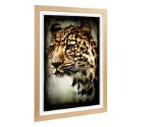 Big Box Art Framed Print of Cheetah 4 Design | Wall Art Picture | Home Decor for Kitchen, Living, Dining Room, Lounge, Bedroom, Hallway, Office, Oak, A2 / 24.5x18 Inch / 62x45cm
