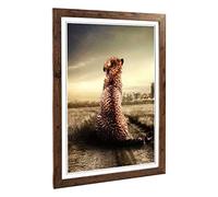 Big Box Art Framed Print of Cheetah Landscape Design | Wall Art Picture | Home Decor for Kitchen, Living, Dining Room, Lounge, Bedroom, Hallway, Office, Walnut, A2 / 24.5x18 Inch / 62x45cm